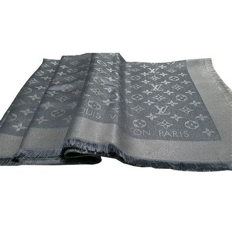 lv grey blue shawl scarf|louis vuitton scarf grey.